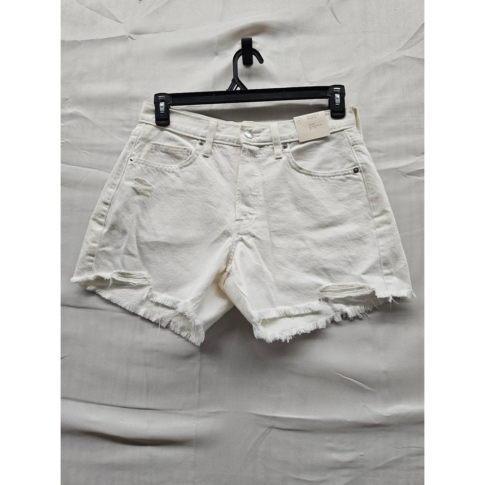 Universal Thread Womens 90s Baggy Shorts White Distressed Denim Mid Rise Size 6